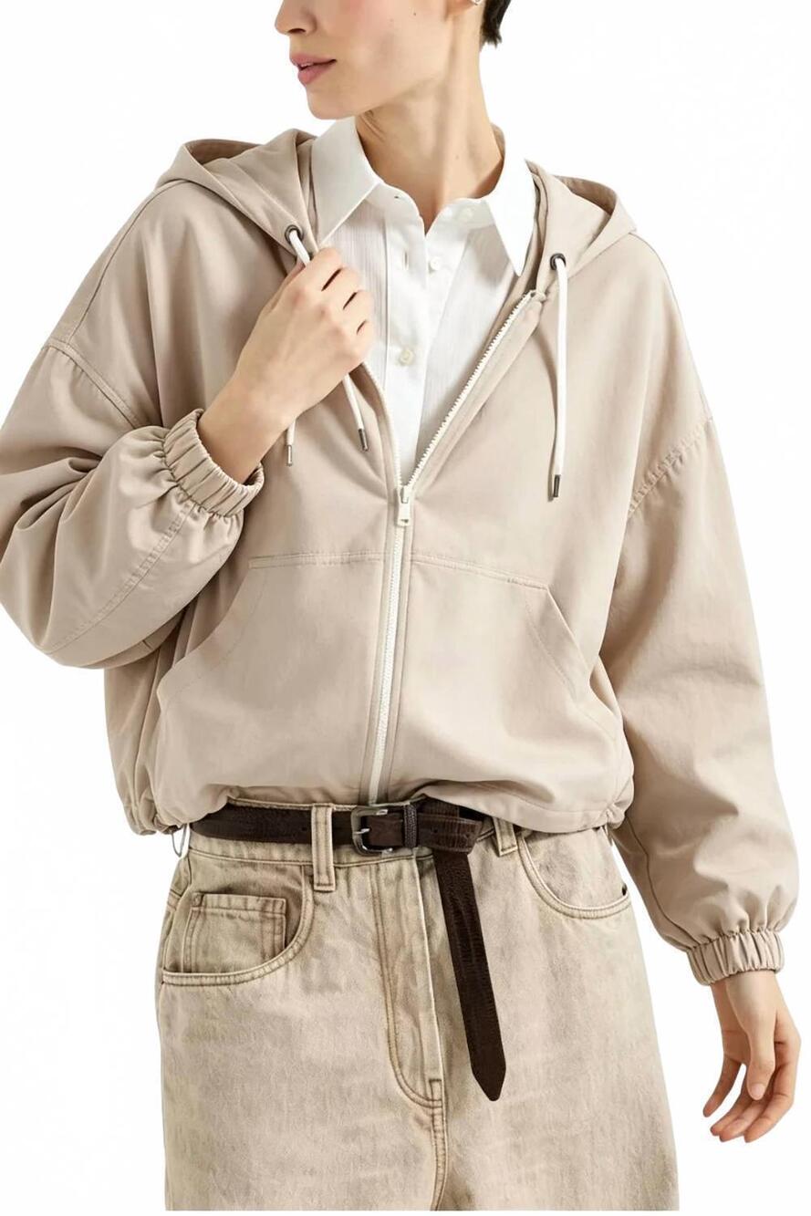 NEW BRUNELLO CUCINELLI couture interlock hooded sweatshirt in beige